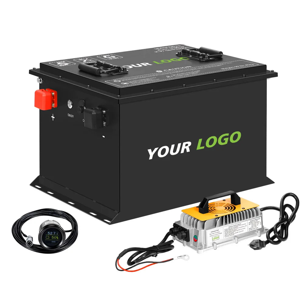 6000+ Cycles 72V 150Ah Golf Cart Lithium Battery Built-in Smart 250A BMS with Touch Monitor and 28-Amp Charger APP Supported