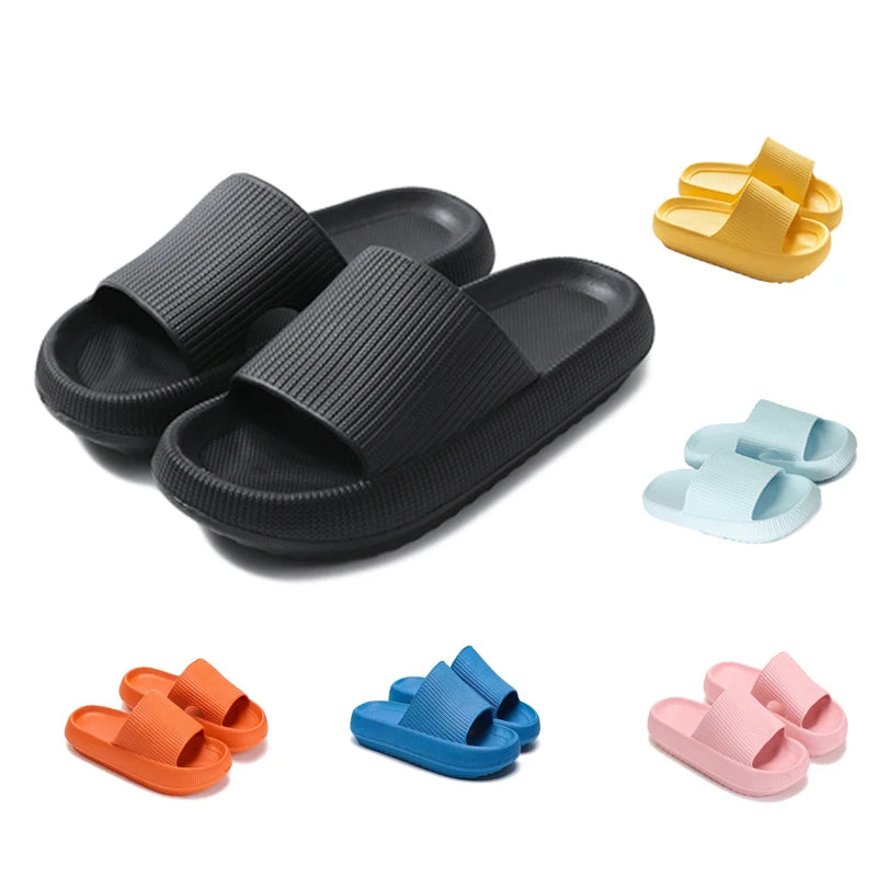 Women's Pillow Soft Slides EVA Sandals Extra Thick Non-Slip Beach Spa Pool Bathroom Home Open Toe Quick Drying Shower Slippers
