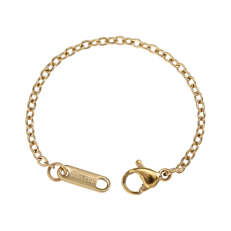 Delicate 18K Gold Plated Stainless Steel Hand Chain Necklace Extender Chains for Women Fine Jewelry Findings