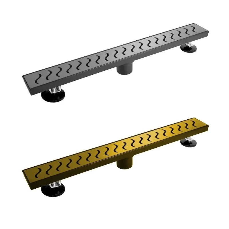 Custom 2-in-1 Stainless Steel Long Floor Trap Drains Vertical Outlet Shower Linear Drain Adjustable Leveling Feet Bathroom Use