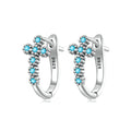 Fine Jewelry Women 925 Sterling Silver Ear Buckles U-Shaped Earrings Turquoise Religious Cross Hoop Earrings for Lady