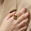 Nabest Stainless Steel Waterproof Hollow Irregular Ring Jewelry Women PVD Plated Euramerican Personalized Finger Rings