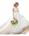 S0347TModern Luxury Bridal Dress for Women Custom Princess Tutu Skirt Pearl Tube Top With Big Tail Featuring Lace Decoration