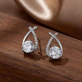 SC Delicate Cross Micro-Encrusted Zircon Earrings Women Korean Style Elegant Mermaid Tail  Stud Earrings for Teen Girls