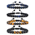 8mm Tiger Eye Stone Bracelet for Men Jewelry Stress Relief Yoga Anxiety Healing Adjustable Beaded Gemstone Bracelet