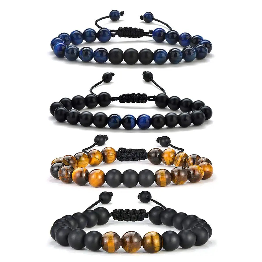 8mm Tiger Eye Stone Bracelet for Men Jewelry Stress Relief Yoga Anxiety Healing Adjustable Beaded Gemstone Bracelet
