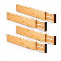 Adjustable Bamboo Kitchen Storage Drawers Expandable Drawer Dividers for Home Office Dressers and Bathroom Organization