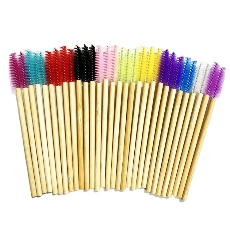 2025 Newest Spoolie Disposable Lash Wand White Mini Holder Pink Eyelash Makeup Cheap Bamboo Mascara Brush
