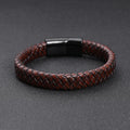 Vintage Genuine Leather Woven Bracelet Handmade Stainless Steel Bracelet for Men Jewelry Gifts