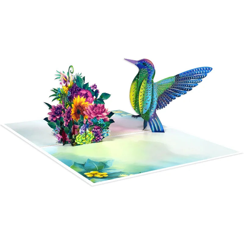 Ama zon Hot Sales Hummingbird Greeting Card Hand-made Paper Carving Gift Birthday Pop up Card