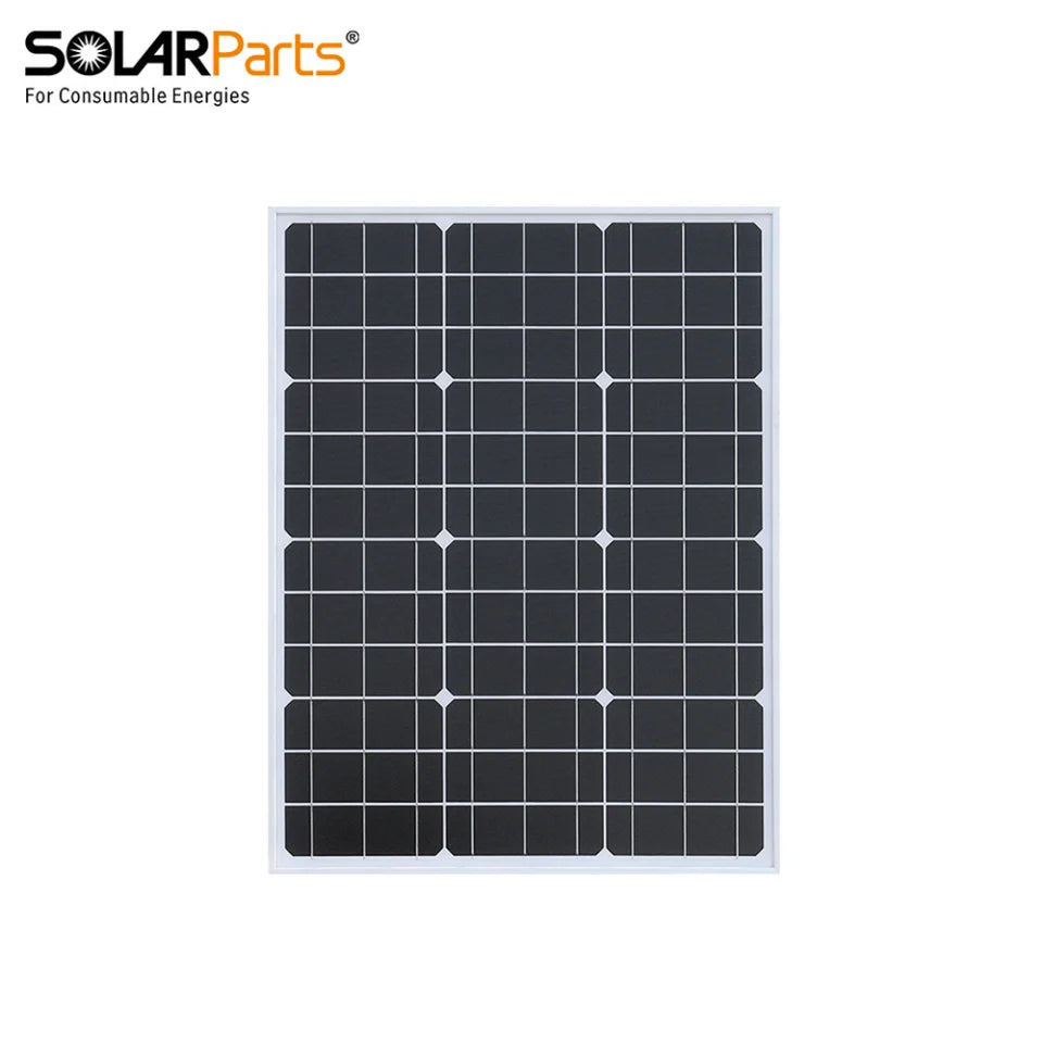 18V 50W Monocrystalline Glass Solar Panel with White Back Plane High Efficiency PERC Technology for Solar Energy Harvesting