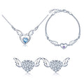 925 Silver Jewelry Sets Fashion Heart Design Earrings Bracelets Necklaces for Gift Engagement Anniversary-Zircon Main Stone