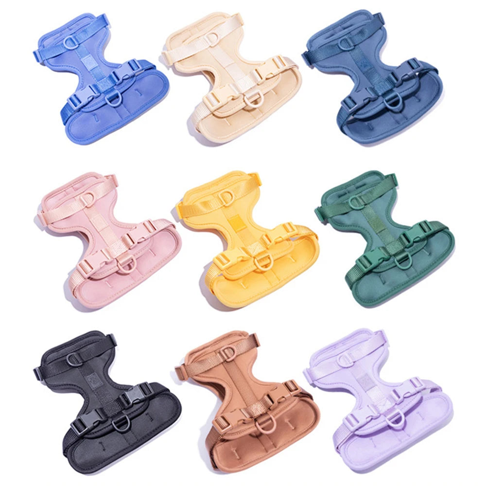 Wholesale Polyester Soft  Dog Harness Luxury Fashion XS Size Buckles Breathable Padded Colorful Solid Comfortable Dogs