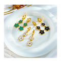 Trendy 18k Gold Plated Flower Pendant Earrings Stainless Steel Hoop Earrings for Women Jewelry