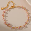 2025 New Arrival New Products 18K Gold Light pink Crystal Stone Bracelet Crushed Stone Design Sweet Girl Heart Bracelets Gold