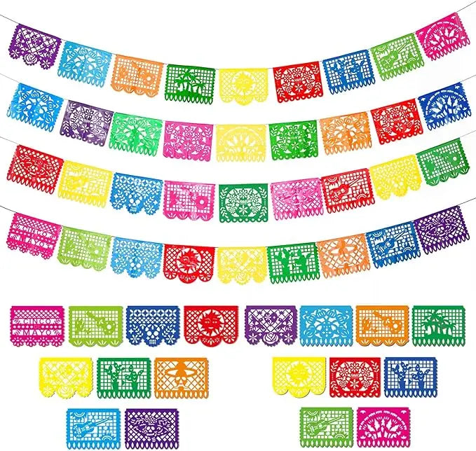 Hot Sale Mexican Banners Birthday Party Supplies 12 Patterns with String Party Fiesta Decorations Felt Mexican Fiesta Banner