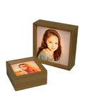 Mini Square LED Photo Frame with Watercolor Printed Still Life Digital Printing on Paper Support Base WOOD FRAME