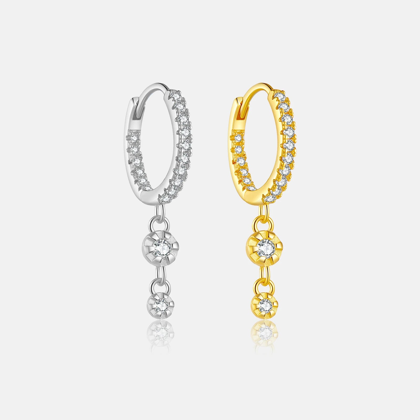 FUAMAY 2024 Trendy Zircon Inward Hoop Earrings 925 Sterling Silver 18K Gold Plated Single Sale Pave Earrings for Women