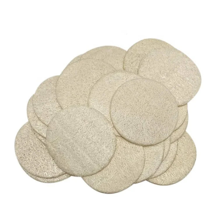 6cm Factory Sale Round Natural Exfoliating Face Pad Loofah Facial Cleaning Pad