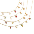 Fashion 18k Real Gold Plated Delicate Necklace Cute Women Fruit Peach Strawberry Cherry Letter Zircon Pendent Necklaces Jewelry