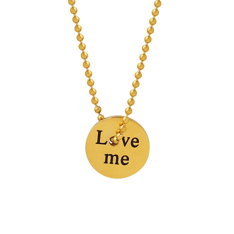 Wholesale Fashionable Jewelry Woman Necklace with Charm Pendant Letter Stainless Steel Plated 18K Gold Charm Necklace