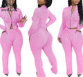Knit Two Piece Set Women Casual Long Sleeve Zipper Cardigan and Straight Pants Matching Fall 2024 Set