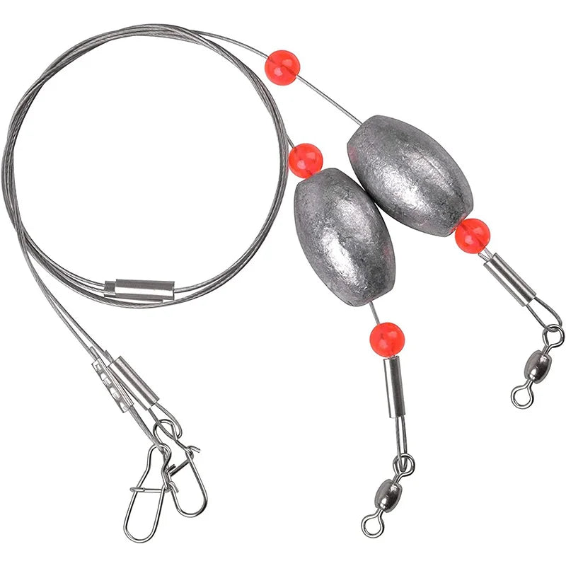 Fishing Wire Leader Egg Sinker Weight Rigs Saltwater Fishing Swivels Snap Sinking Rigs