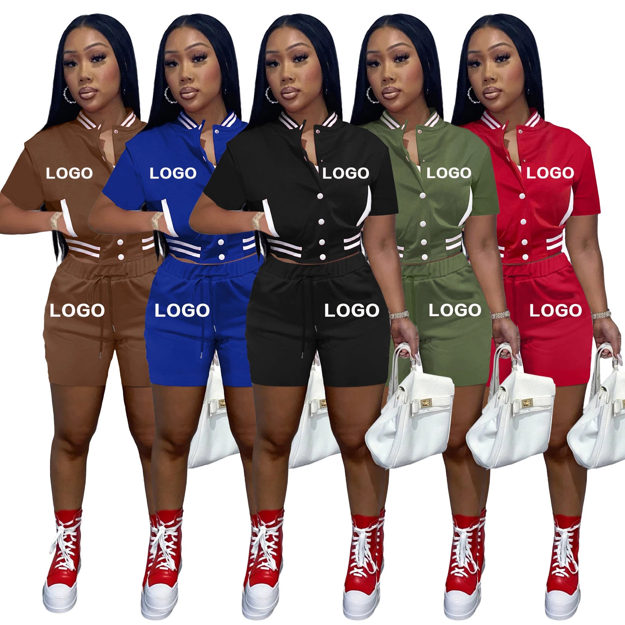 2026 Custom Logo Women New Arrivals Set Summer Crop Top Two Piece Short Set Women Shorts Tracksuits Set