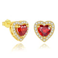 Valentine Day Gift Jewelry 925 Sterling Silver 18K Gold Plated Heart Shaped Cubic Zirconia Stud Earrings for Women