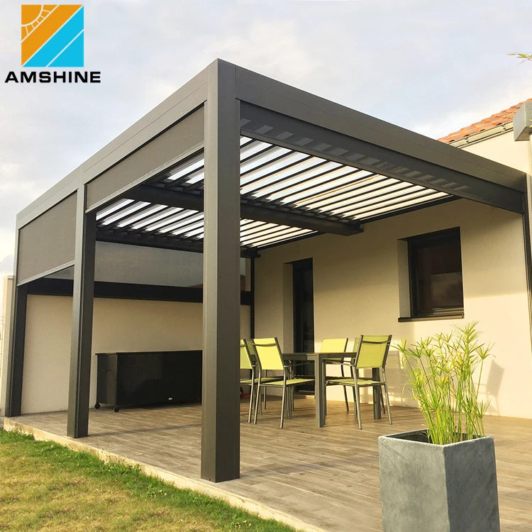 4x8m Automatico Louvered Patio Motorized Louver Roof Snowproof Metal Aluminium Pergolas and Gazebos Outdoor