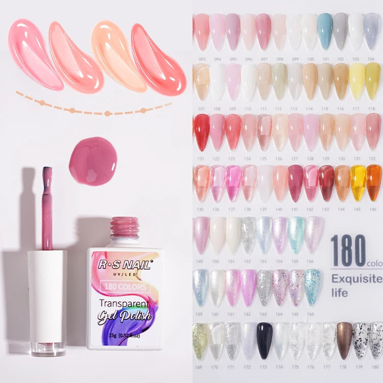 RS Nail Professional Factory 15ml Uv Gel Nail Polish HEMA TPO FREE Gels for Nail Custom Logo Soak Off Transparent Gel Polish