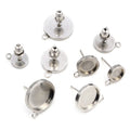10pcs 6 8 10 12mm Stainless Steel Earring StudsEarrings Blank BaseFit 6-12mm Glass Cabochons DIY Jewelry Accessories