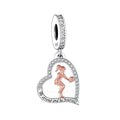 Fit Original Brand Charm Bracelet 925 Sterling Silver Love Heart Girl Playing Volleyball Bead for Women Jewelry Making