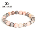 JD Wholesale Classic Gemstone Beaded Jewelry Natural Dull Polish Pink Zebra Jaspers Stone 6/8/10/12mm Loose Beads Elastic