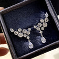 CAOSHI Angel Wing Feather 925 Silver Plated Zircon Diamond Engagement Wedding Cc Drop Stud Earrings for Women