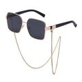Oversized Luxury Brand Square Metal Frame Double Bridge Sunglasses Gold Chain Big Shades Vintage Sun Glasses for Women Men