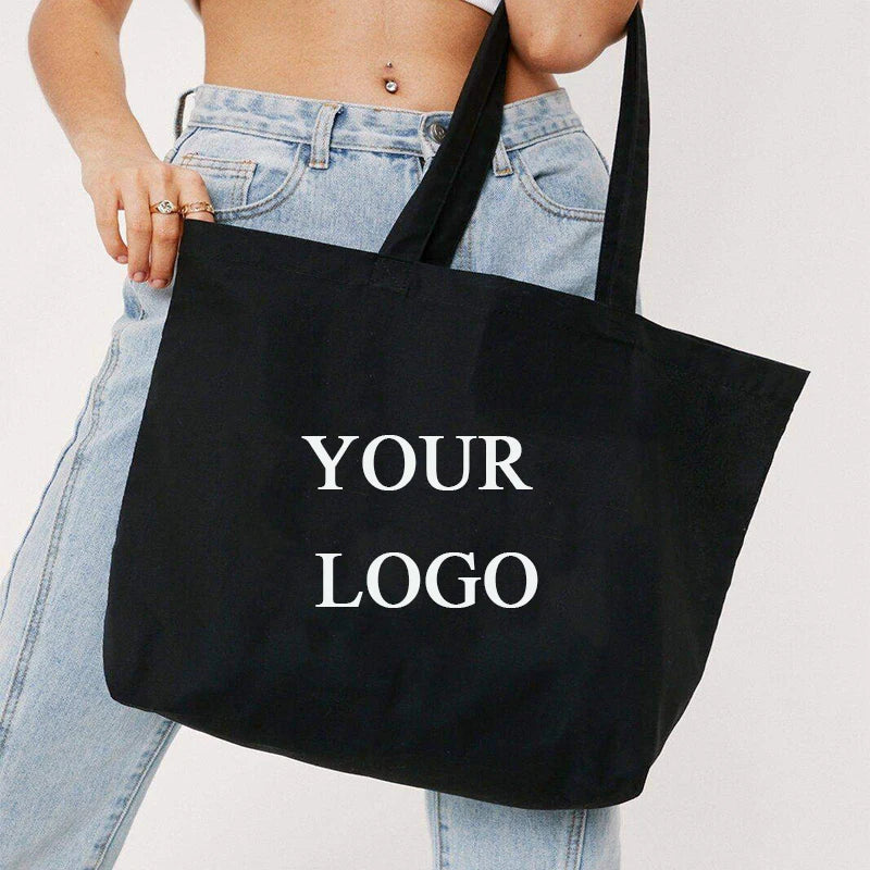 Big Tote Bag New Design Canvas Large Capacity Fashion Black Shoulder Bags with Custom Logo