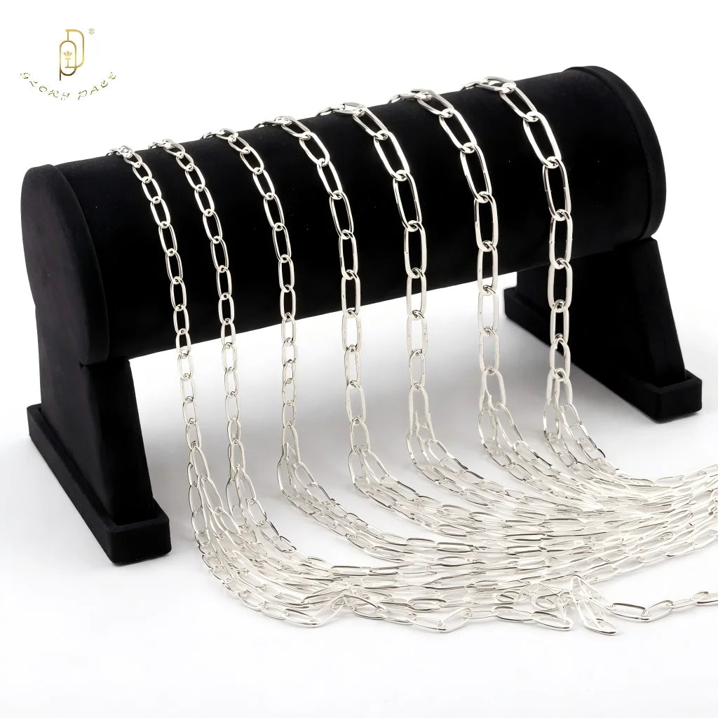 GP 1.6mm - 6mm Paperclip Bulk Chain Roll S925 Silver Permanent Jewelry Chains Jewellery Making Paper Clip Bulk Chains Wholesale