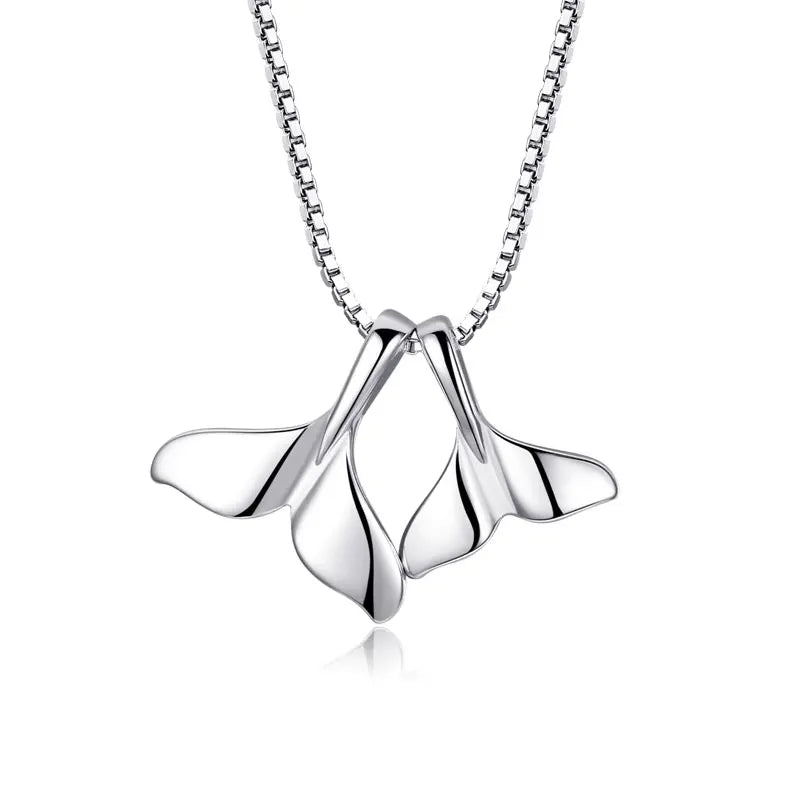 Factory Wholesale 925 Silver Double tail Necklaces Pendants For Women Fashion Lady Festival Gift Sterling-silver-jewelry