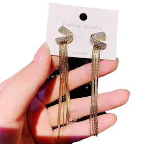 CLBX Women's S925 Silver Needle Earrings Luxury Light Set with Zircon Metal Silicone Wood Leather Tassels