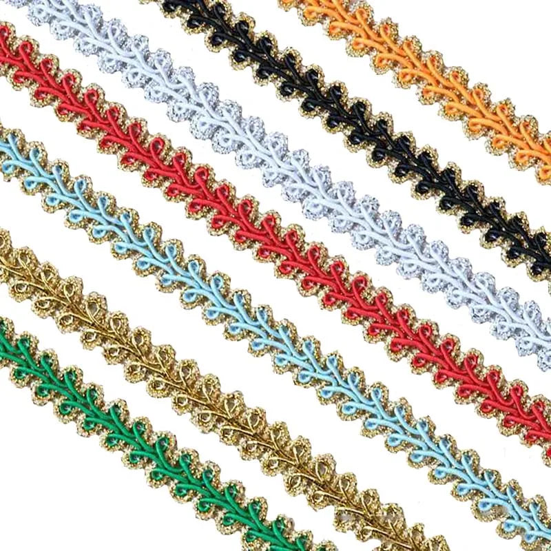 14mm Gold Silver Edge Braided Trimming Hat Lace Ribbon Clothes Costume Dress Craft Decorative Sewing Textile Centipede Lace Trim
