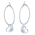 30mm Big Hoop Earrings 925 Sterling Silver Simple Heart-Shaped Pendant Earrings  for Women