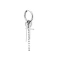 Korean Style Stainless Steel Cross Hoop Earrings for Men Long Chain Tassel Rock Hip Hop Piercing Stud Jewelry for Anniversaries