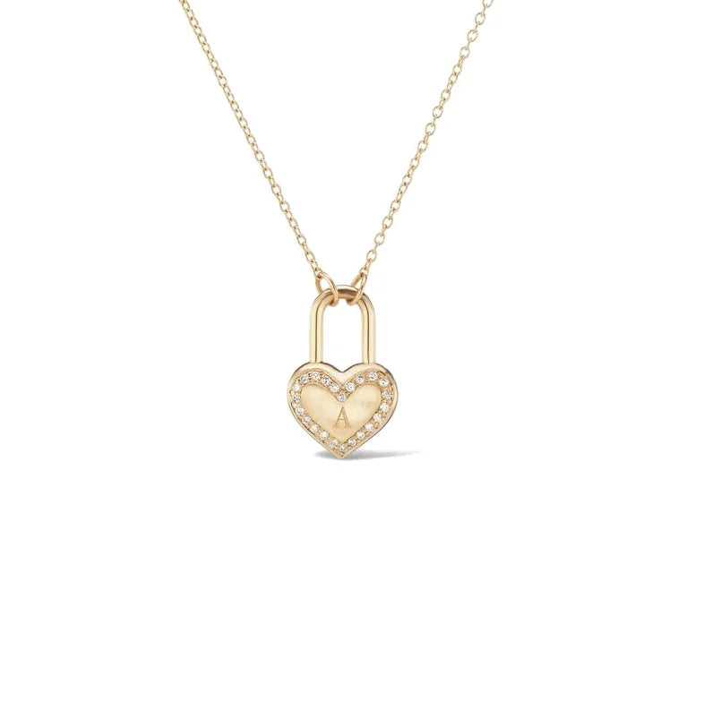 Custom 18K Gold Plated Heart Necklace with White CZ for Women Valentine's Day Handmade Brass Jewelry for Wedding or Gift
