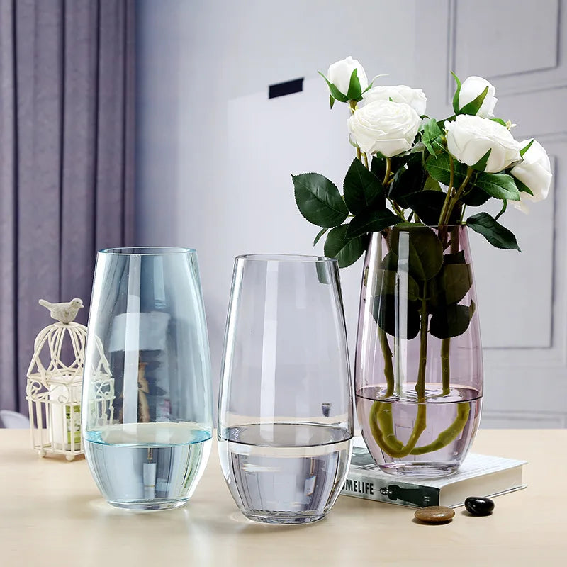 Creative Dinosaur Egg Shape European Colored Glass Vase Transparent Modern Simple Decorative Wholesale