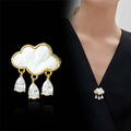 Crystal Brooch for Women Fashion Brooch Pin Water Drop Rhinestone Rain Cloud Rain Brooches and Pins Scarf Clip Jewelry Gifts