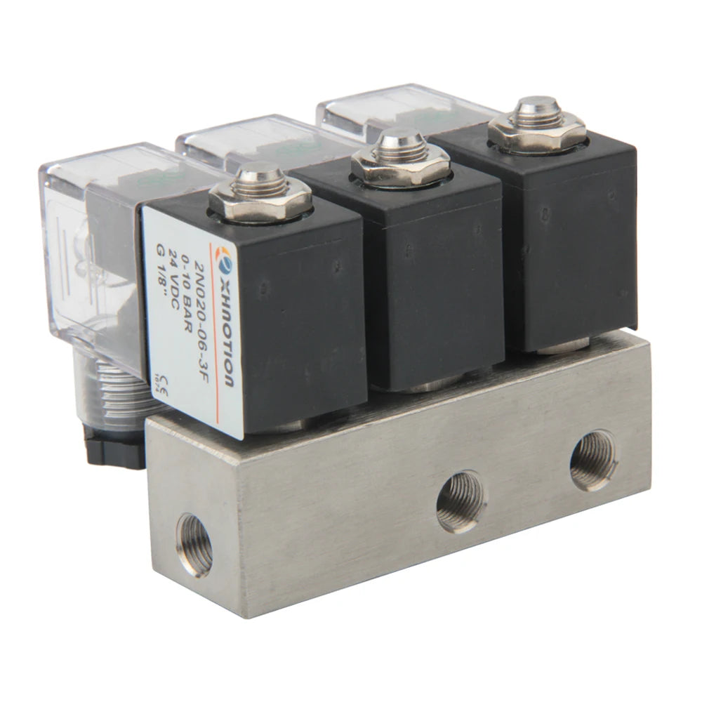 SS316 Stainless Steel 3 Row Manifold Control Solenoid Valve CE Certified Normal Open