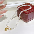 Unique Jewelry Design Pearl 18k Gold Plated Heart-shaped Pendant Irregular Baroque Natural Freshwater Pearl Necklace