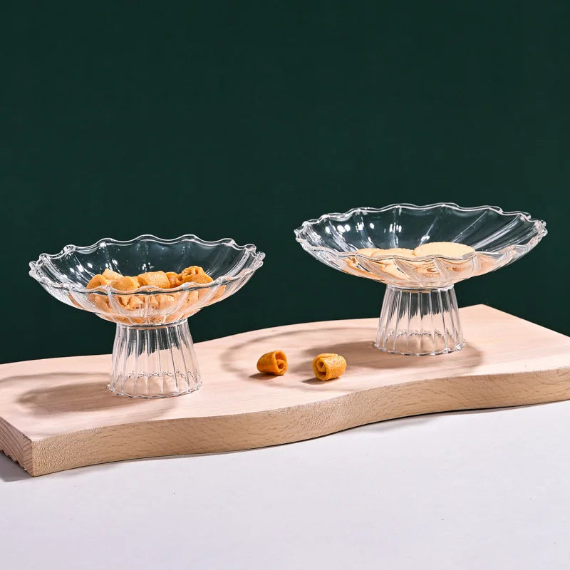Wholesale Creative Elegant Striped Eco-Friendly Handmade Vintage Glass Fruit Bowls & Tray for Party Use Carton Packed