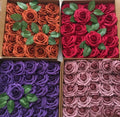 Dyed Roses Flowers Box Wall Backdrop Flores Fake Roses Heads Buds Valentine's Day Wedding Decoration DIY Artificial PE 25pcs